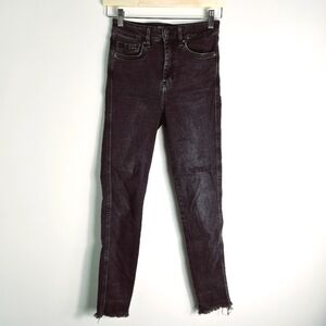 We The Free Charcoal High Rise Raw Hem Skinny Jeans